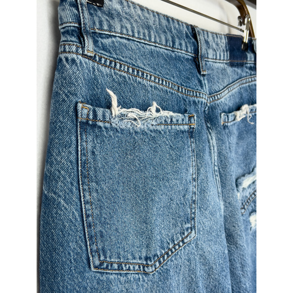 Forever 21 Distressed Mid Rise Baggy Wide Straight Jean Retro Y2K Grunge Size 27 - Picture 5 of 5